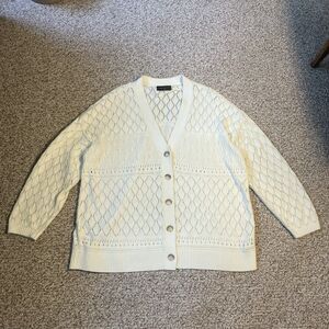 Lane Bryant Womens Lightweight Open Knit Cardigan Plus Size 22-24 Big Button EUC